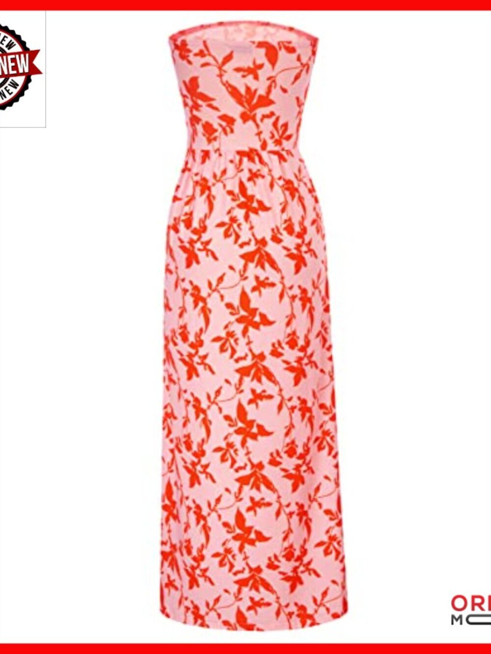 Strapless Maxi Dress with Pockets, Ruched Casual Long Dress - Picture 2 of 7